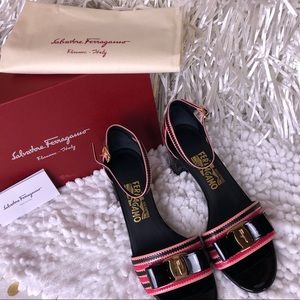 Salvatore Ferragamo Gavina Zig Zag Patent Sandal